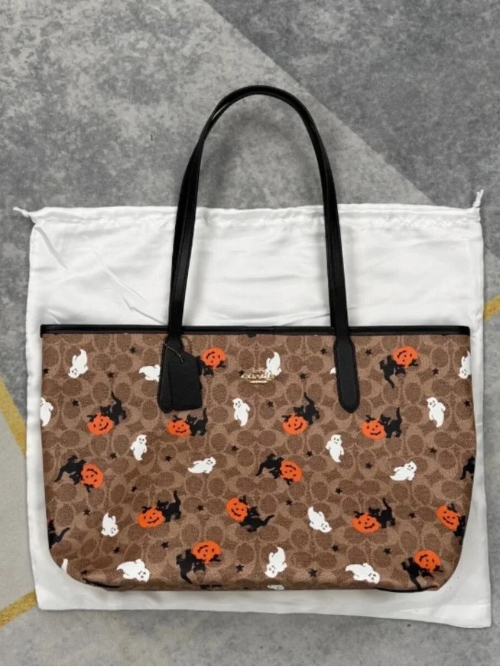 Coach City Tote In Signature Canvas With Halloween Print CW450
